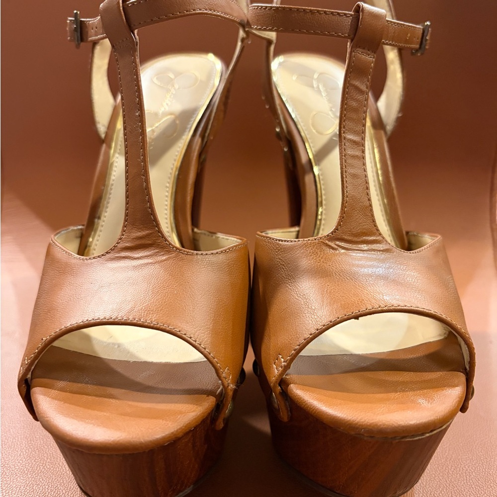 Jessica Simpson Brown Leather Platform Heels